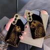 Leopard Background Black For Samsung Galaxy S26 S20 FE S21 S22 S23 Plus S24 Ultra S25Ultra S21+  S22Plus Golden Glass Phone Case