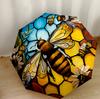 Bee And Floral Garden Portable Automatic Umbrella Retractable Design with 8-Rib Durability Durable Plastic & Iron for Outdoor Daily Use
