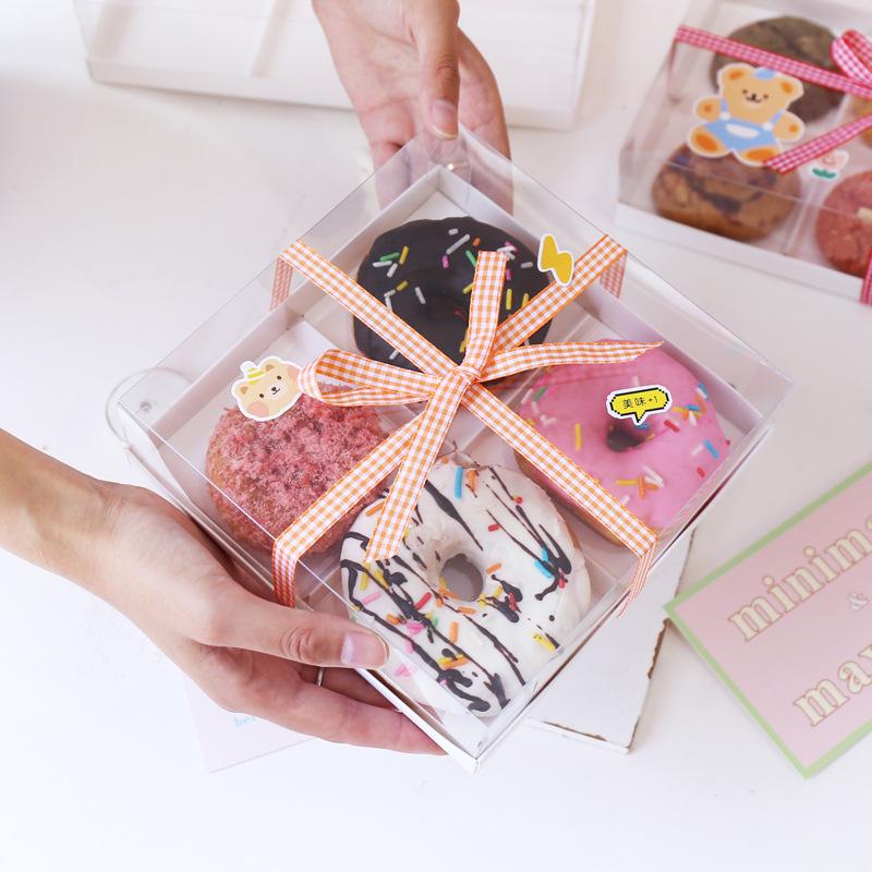 4 or 6-Piece Transparent Dessert Box for Cakes, Donuts, and Pastries - Perfect for Afternoon Tea