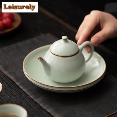 Azurblaue Ru-Brennofen Porzellan Teekanne Chinesischer Filter Aufgüsse Xishi Kanne Kreativer Teezubereiter Kessel Kung Fu Tee Artikel Zubehör Ornamente