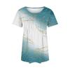Modisches, lässiges, plissiertes T-Shirt mit Rundhalsausschnitt und Farbverlauf-Print für Damen