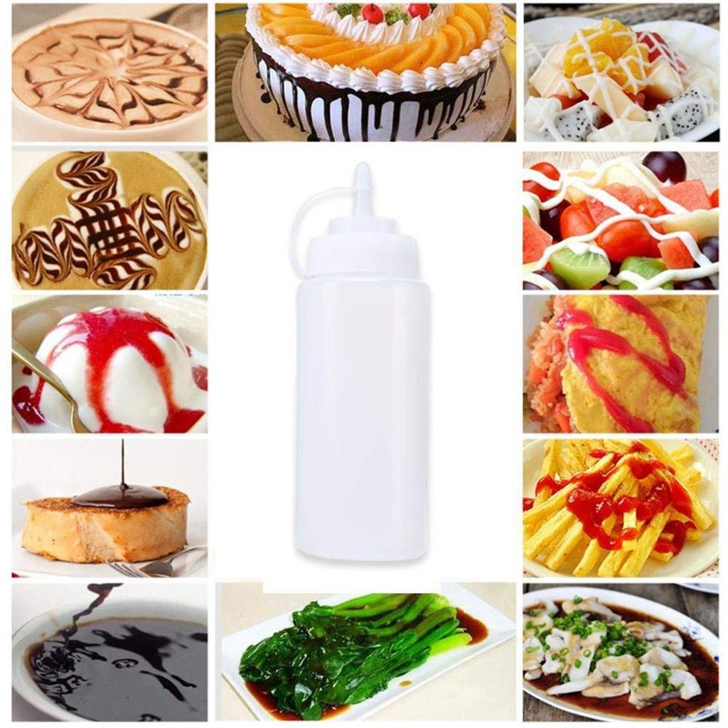 Multipurpose Condiment Bottles For Dressing, More – Reusable Plastic Containers With Lids, , Dishwasher Safe By 8 Oz/240 Ml