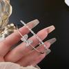 Neues Glänzendes Zirkon Schleifen Armreif Damen Herzform Doppellagig Offen Verstellbares Armband Exquisites Bankett Tägliche Kleidung Schmuck Geschenke
