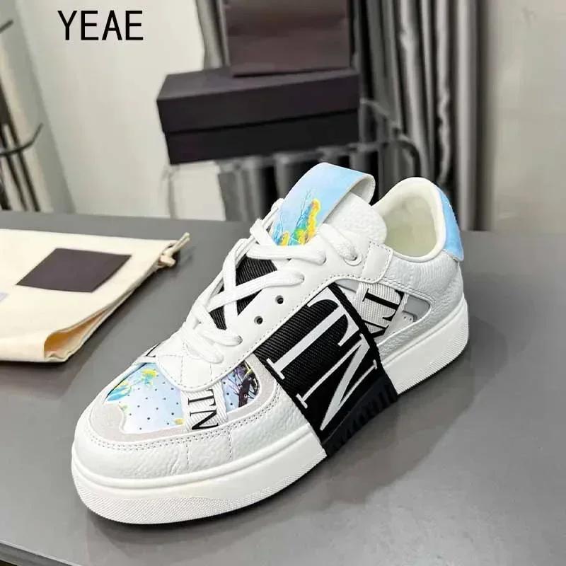 High-quality luxury trend colorful patchwork letters casual shoes High-end men's and women's leather shoes