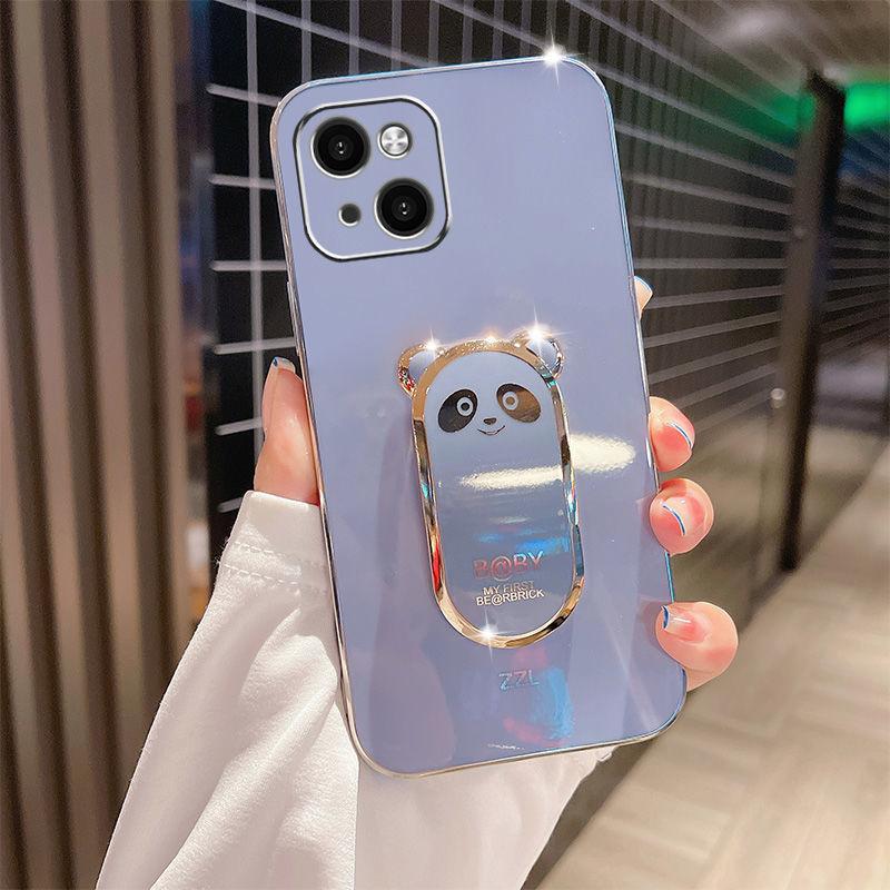 Applicable To Apple 15 Mobile Phone Case Electroplated Bear Bracket IPhone 16 Protective Case 13 Soft 14 Proma