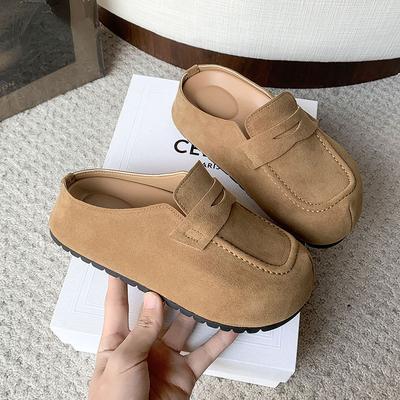 Spring Platform Shoes Women's 2025 New Spring and Autumn One-pedal Lazy Shoes Retro Versatile Casual Bag Head Half Slippers