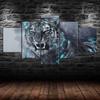 Brüllender Weißer Tiger Tierische Abstrakte Szene 5-teilig Fünf-Panel Wandleinwand Druck Modernes Kunstposter Bild Heimdeko Geschenk Für Ihn Für Sie