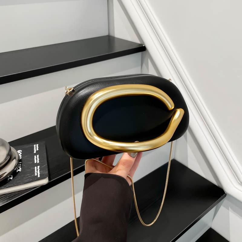 Borsa a Mano Rotonda in Acrilico di Tendenza Europea e Americana con Manico in Metallo - Borsa a Spalla/Crossbody da Sera da Donna