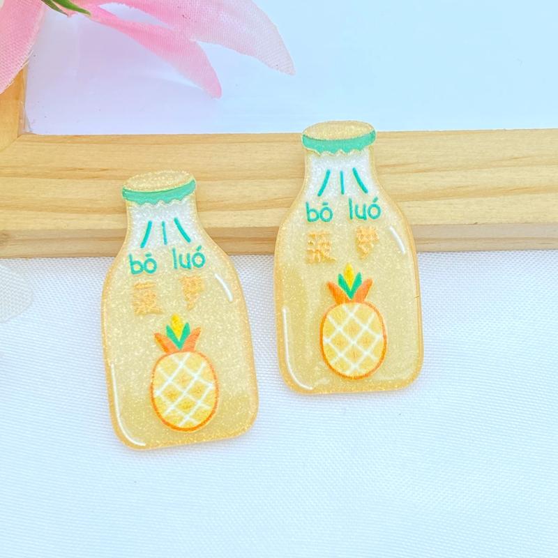 

10Pcs New Cute Acrylic Fruit Beverage Series Flat Back Cabochon Scrapbooking Hair Bow Center Embellishments DIY Accessories