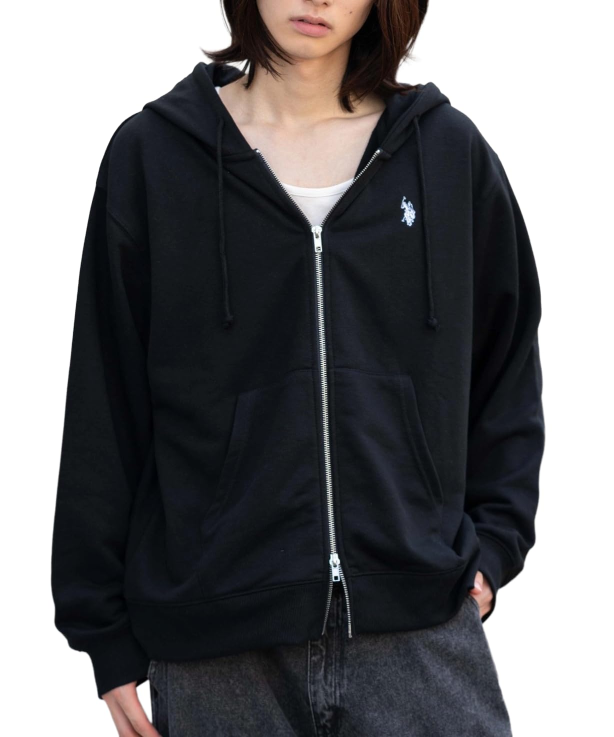 

WEGO USPOLO Zip Sweatshirt with a Simple Perfect for Fall and Perfect as a Size Black Men s Custom-Made Hoodie, Design, Winter, Gift, M, чорний