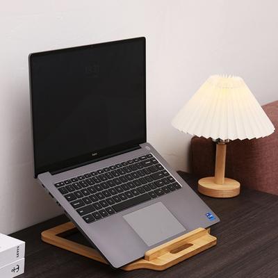 Wooden Laptop Stand for Desk, Foldable and Adjustable Ergonomic Laptop Riser for 10-15.6 Inch Notebooks, Portable MacBook Stand