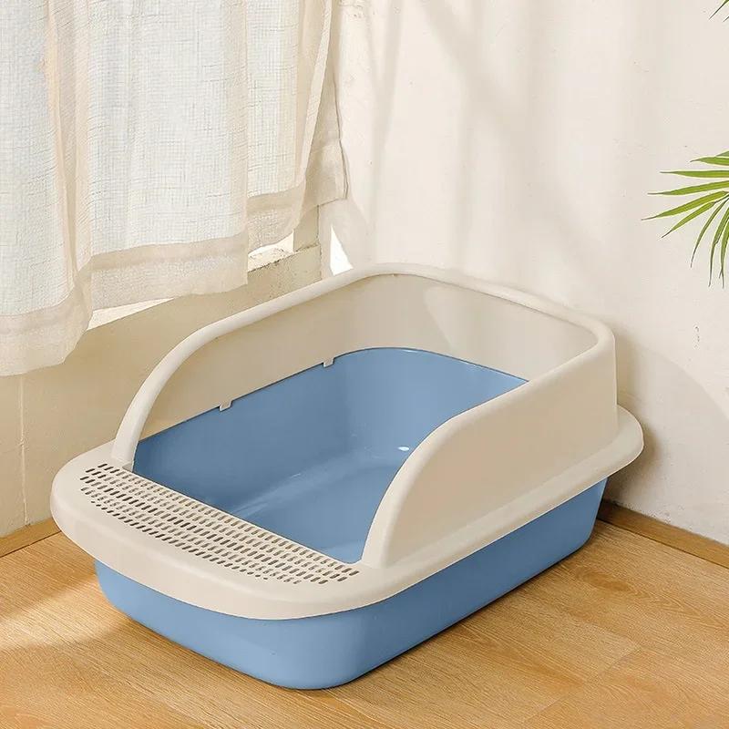 Extra Large Semi Closed Cat Litter Box - Pet Bedpan Potty Toilet, Suitable for Medium Large Cats Rabbits & Small Animals