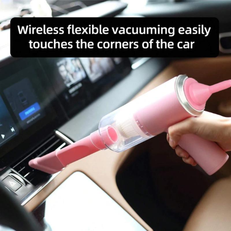 Pink mini vacuum cleaner, wireless car inhaler, USB charging, portable, mini and powerful household appliance air cleaner
