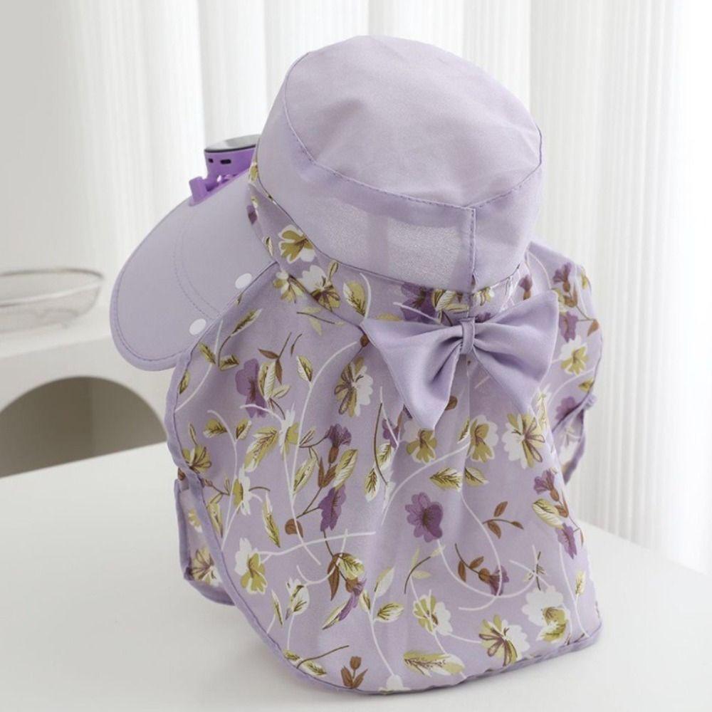 Breathable Solar Fan Cap Anti-UV Cooling Fan Hat Women Sun Hat Sun Cap  Tea Picking