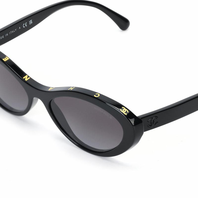CHANEL temple logo cat eye sunglasses same style for men and women, couple style, black