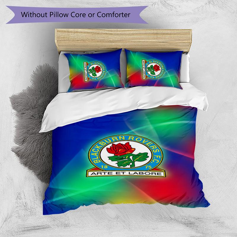 Blackburn Rovers Football Printed 3 Pieces Bedding Set, Comfortable Skin Friendly Bedroom Duvet Cover Set