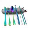 Dinnerware Travel Camping Cutlery Set Reusable Straw Spoon Fork Chopsticks Portable Case Multicolor Kitchen Tableware Tools