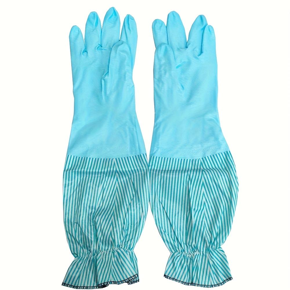 1Pair of Extended Velvet Thermal Household Cleaning Gloves, Waterproof Kitchen Dishwashing Gloves