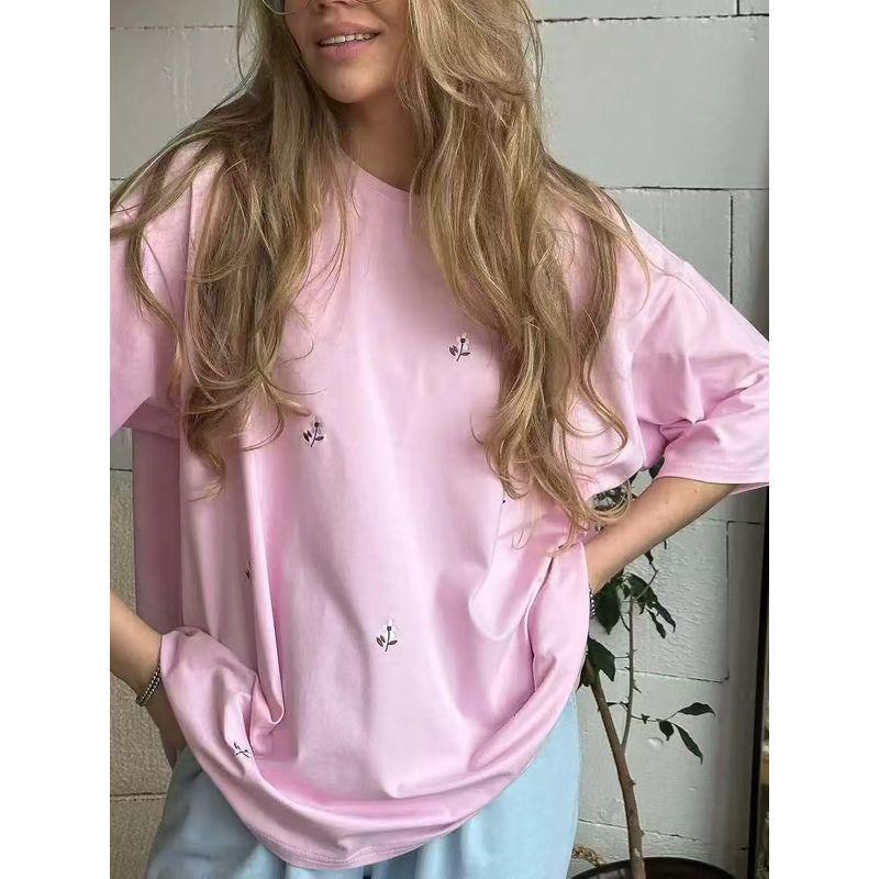 European and American New Fashion Casual Loose Print Short sleeve T-shirt Top Loose Printed T-shirt Top