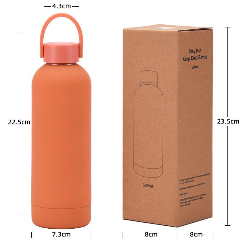 Double-Layer Stainless Steel Vacuum Insulated Travel Mug With Carrying Handle - 500ml Portable Outdoor Water Bottle