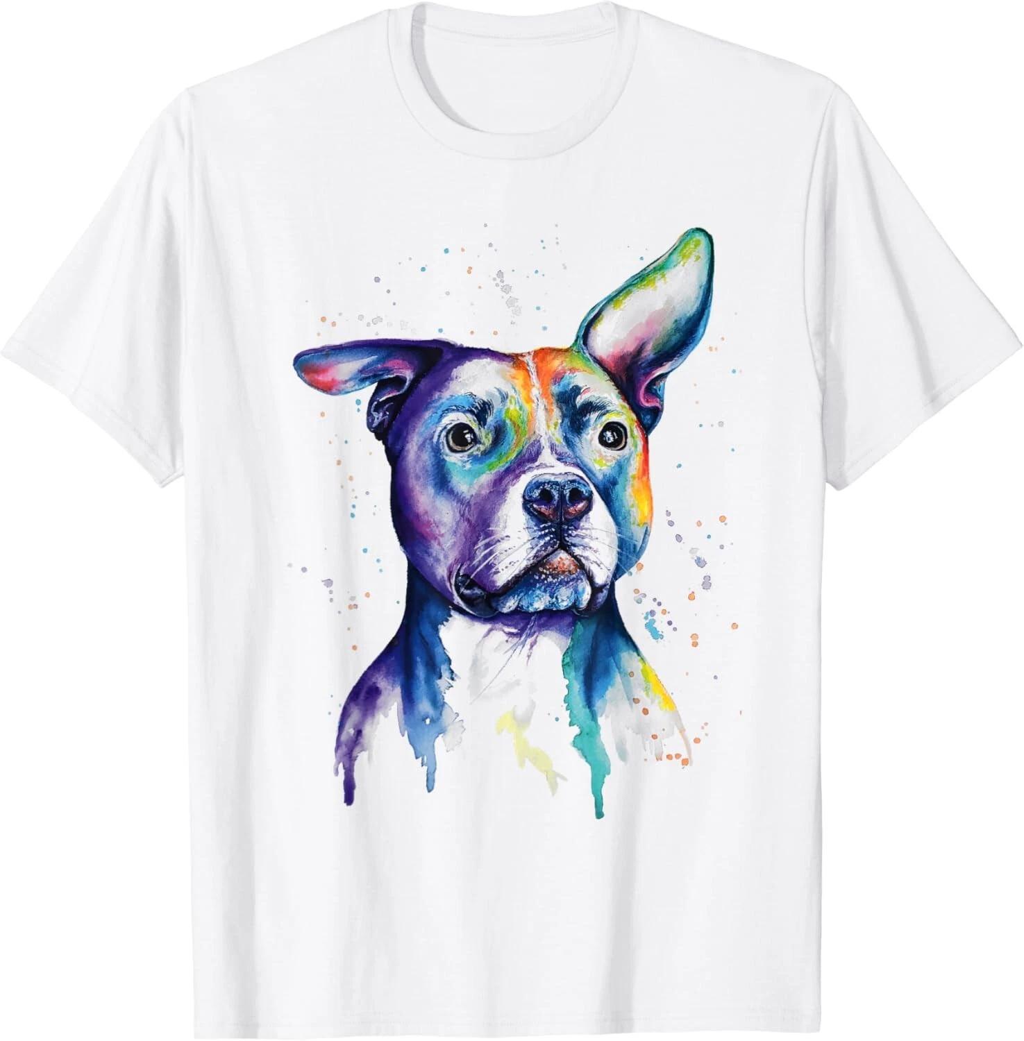 Colorful Pit-bull Terrier Dog Love-r Dad Mom_ Boy Girl Funny Gift Unisex T-Shirt 4XL