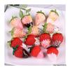 White Bionic Strawberry Fake Fruit Photography Prop - Plastic Decoration Toy