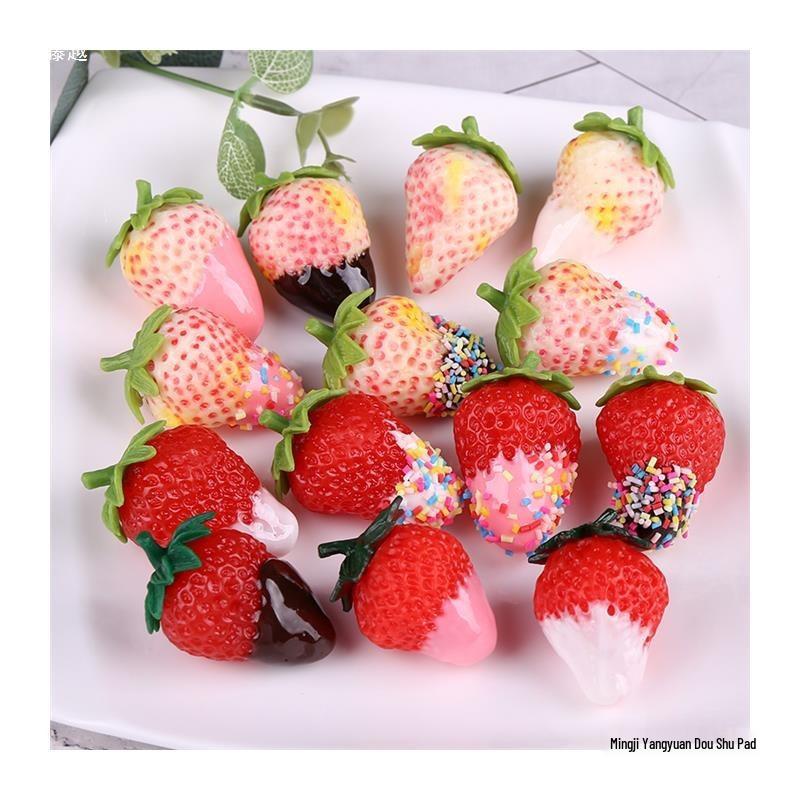 White Bionic Strawberry Fake Fruit Photography Prop - Plastic Decoration Toy