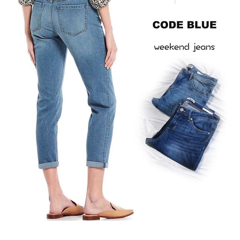 

20% off for Two Pieces Plus Size Export USA CB Home Hemmed Figure Flattering Slim-Fitting Ankle-Tied Summer Thin High Waist Cropped Jeans C product-CODE Eight points Blue 16W