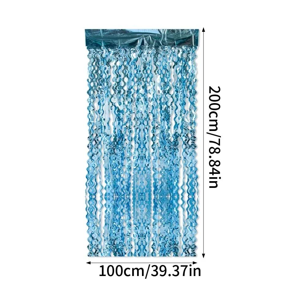 1x2m Wave Pattern Foil Curtain PET Multipurpose Decoration Balloon Rain Curtain Tinsel Fringe Streamer Background