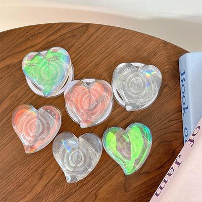 Creative Heart Laser Phone Grip: Japanese-Korean Style Airbag Holder with Telescopic Ring