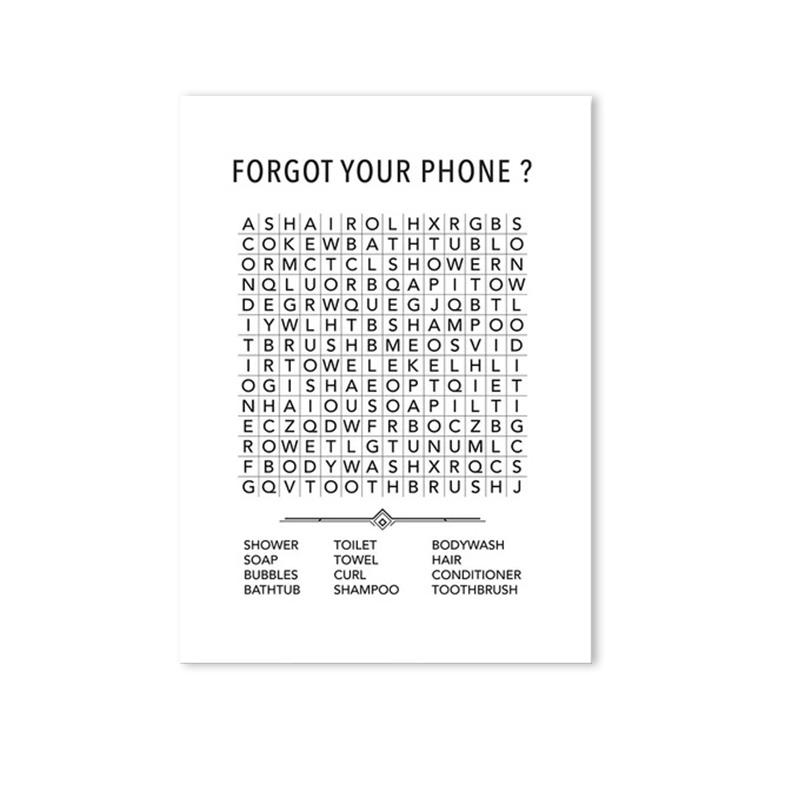 

Декор для ванной комнаты, минималистичный забавный холст, картина «Забудьте свой телефон», цитаты, постеры и принты, настенные художественные фотографии, домашний декор для туалета 50x70cm No Framed