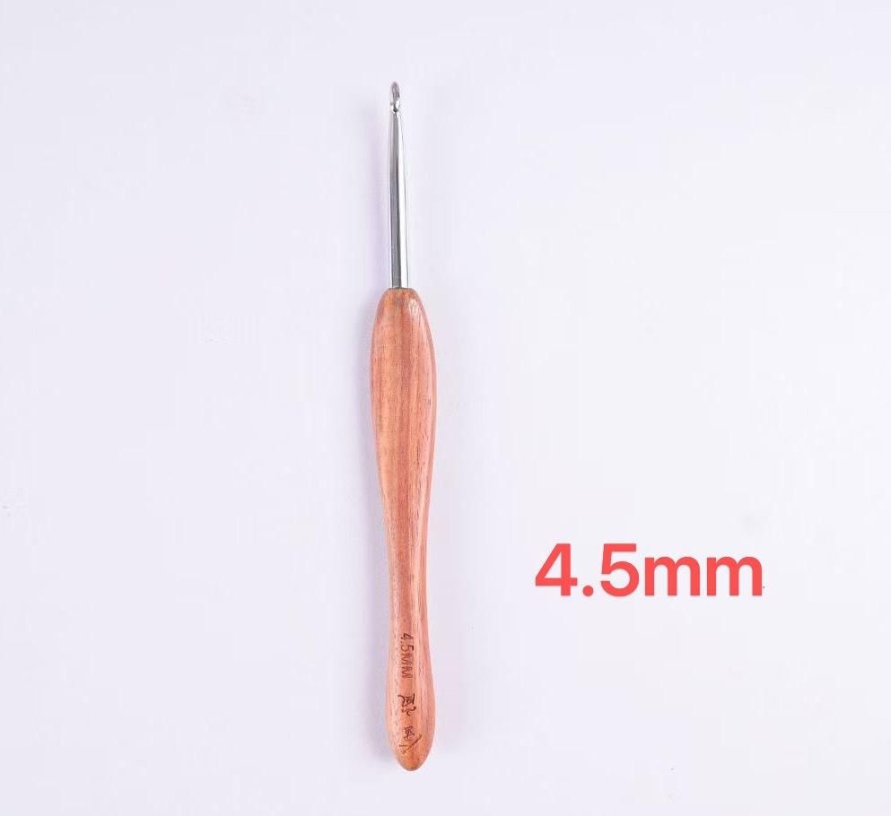 Crochet Blood Sandalwood Handle Hand Knitting Tool Non-Slip Stainless Steel Crochet