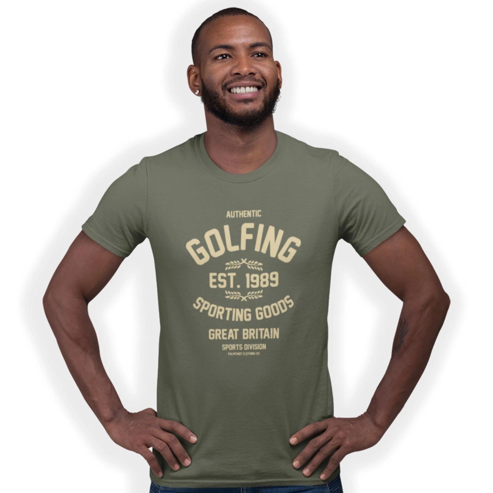 Authentic Golfing Hand Printed T-Shirt Birthday Gift S