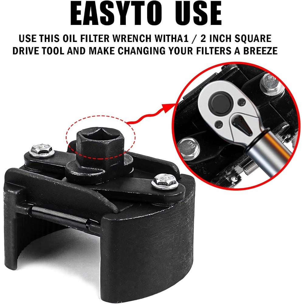 Professional Durable Universal Adjustable Oil Filter Wrench Two-Jaws 60-80mm Range Filter Remover Tool For Auto Maintenance