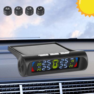 Universell 0-6Bar Däcktemperatursensor Auto Säkerhetslarmsystem USB / Solenergi TPMS Bil Däcktrycksövervakningssystem