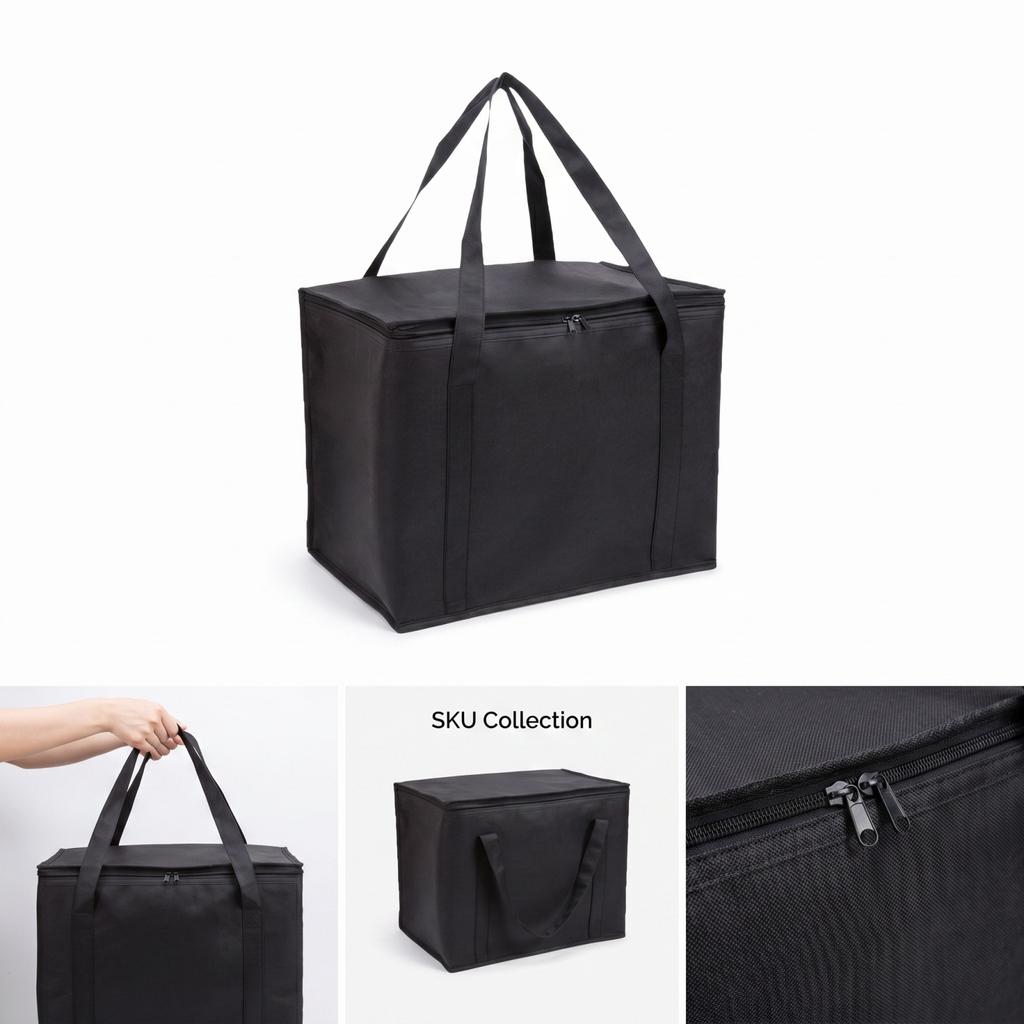 Extra Large Cooler Bag with Thick Thermal, Portable Reusable Food Delivery, 35L Black (412633cm)