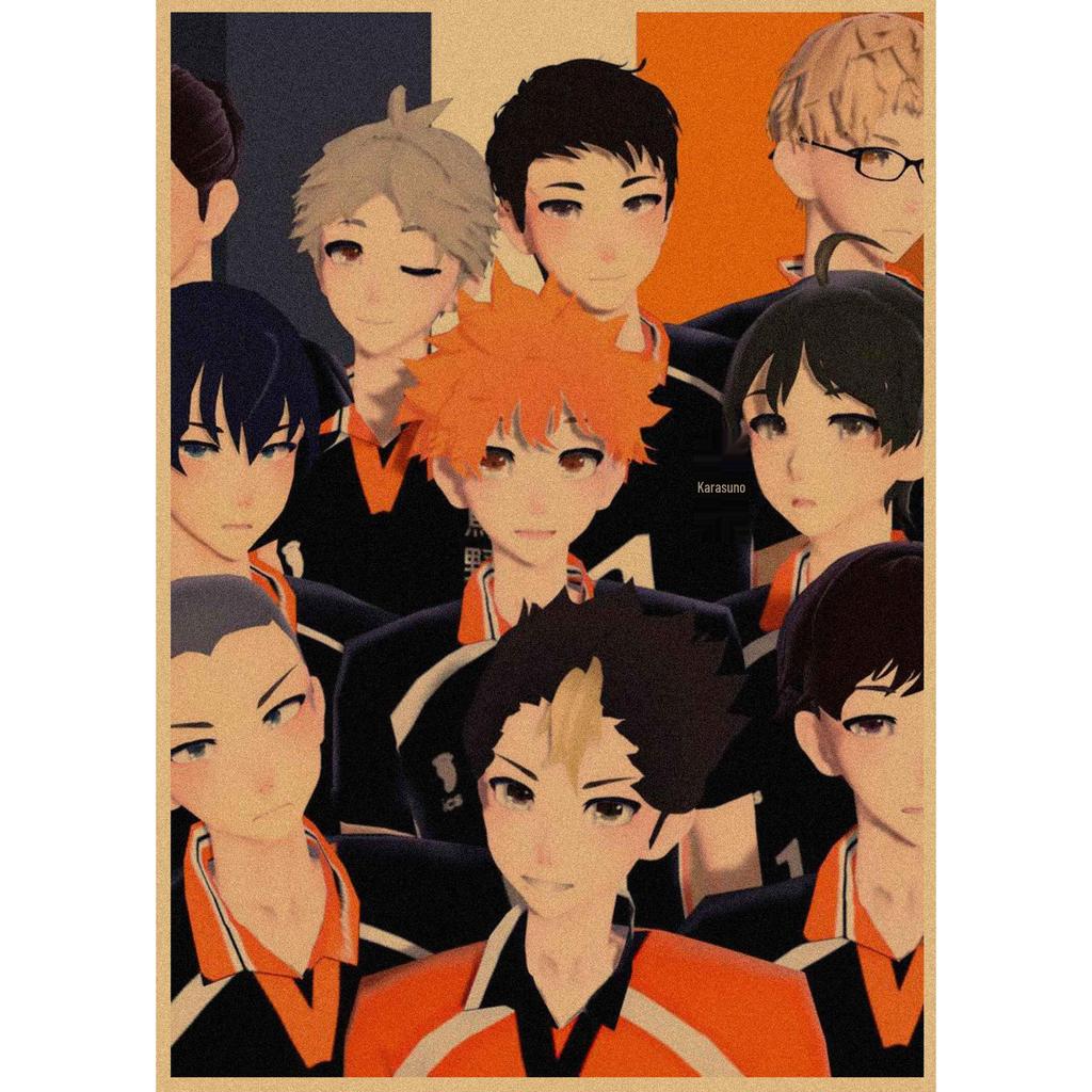 Haikyuu!! Retro Kraft Poster: Hinata Shoyo & Kageyama Tobio Decorative Wall Art