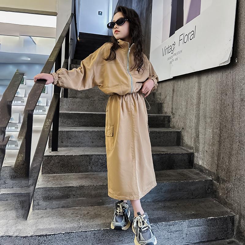 Fashion Girls Autumn Two-piece Korean Style Children's Casual Long-sleeved Jacket And Skirt