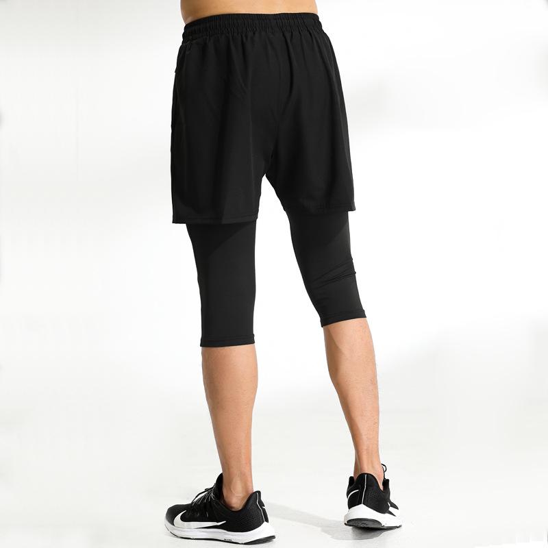 Men's 3/4 Quick-Dry Elastic Fitness Running Pants - Two-Piece Style