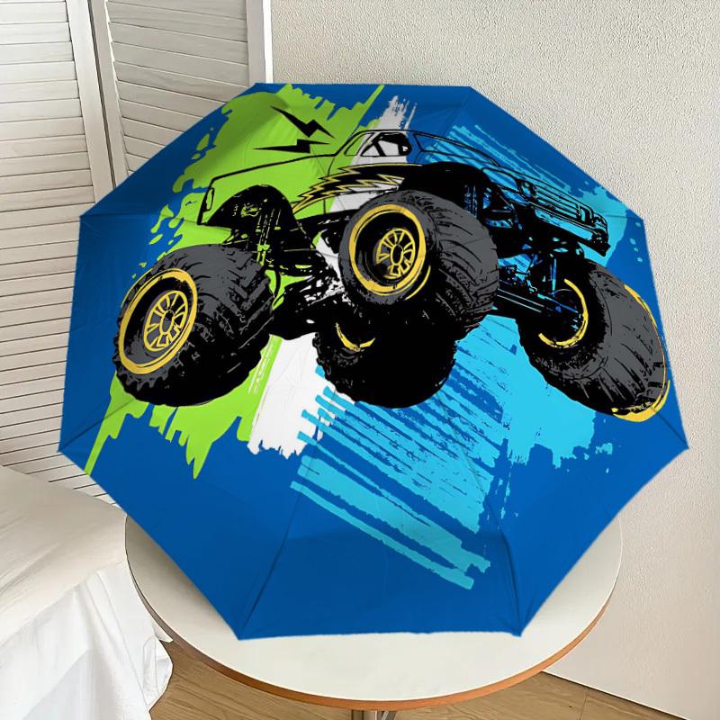 1PC monster truckUmbrella-8-Rib Reinforced, Automatic Open, Lightweight & Durable, Cute Fashion Accessory for Outdoor-P168