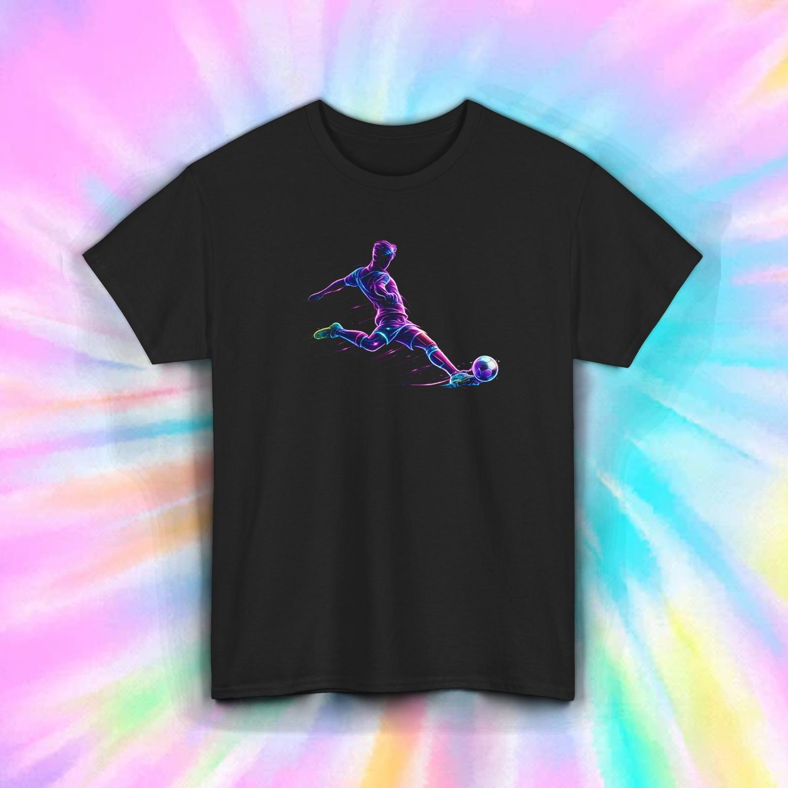 Soccer Player Neon Graphic Football Futbol Sports Athlete Tee S-5XL S