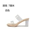 Fashion Transparent High-heeled Slippers Women Summer Waterproof Table Straight Strap Slippers Crystal Heel Thick Heel Sandals for Women
