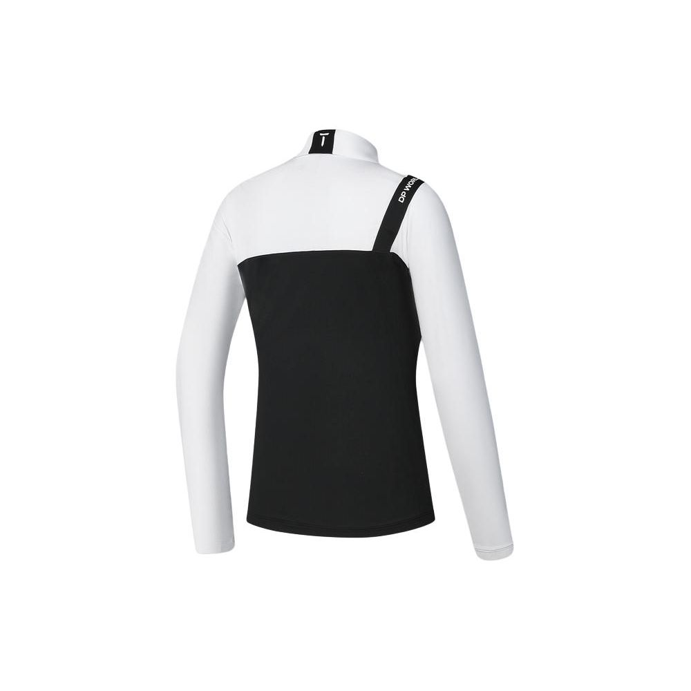 FILA Golf Series Color Block Knitted Long Sleeve Polo Shirt Women tops Jade-White A11W415216F-WT