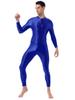 Men Glossy Bodystocking Smooth Long Sleeve Oil Shiny Full Body Bodysuit Tights Swimsuit Gym Fitness Gymnastics Performance