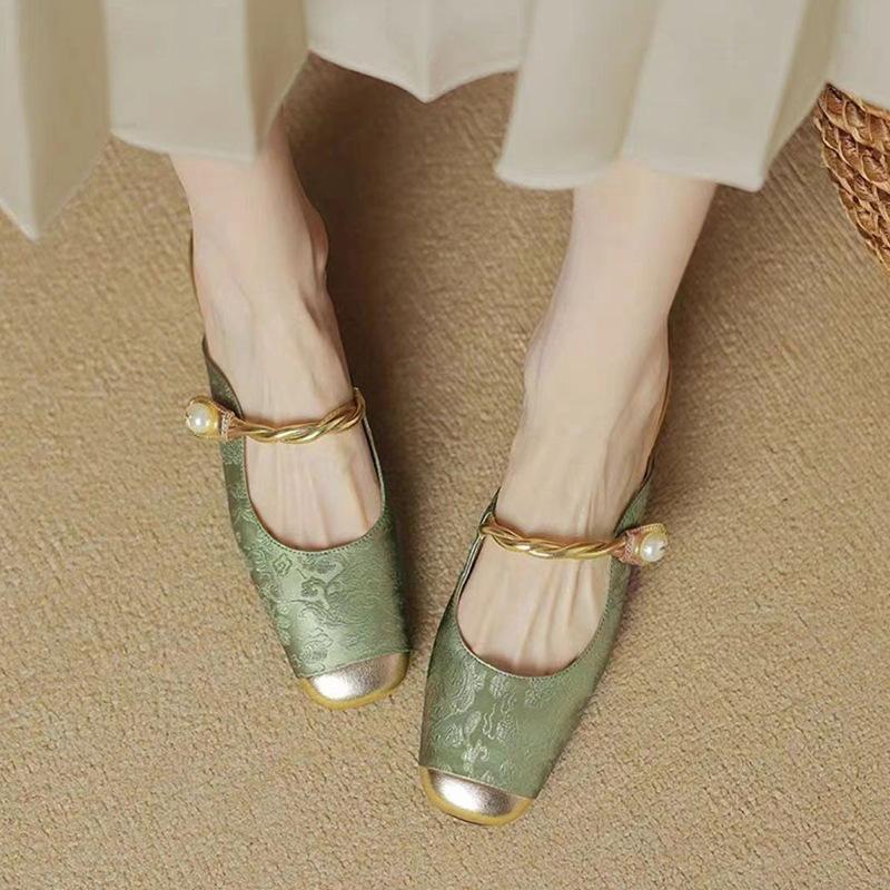 Shallow Mouth Versatile Soft-soled Muller Shoes for Women's Outer Wear Spring and Summer New French Bag Head Half Slippers Mary Jane Single Shoes