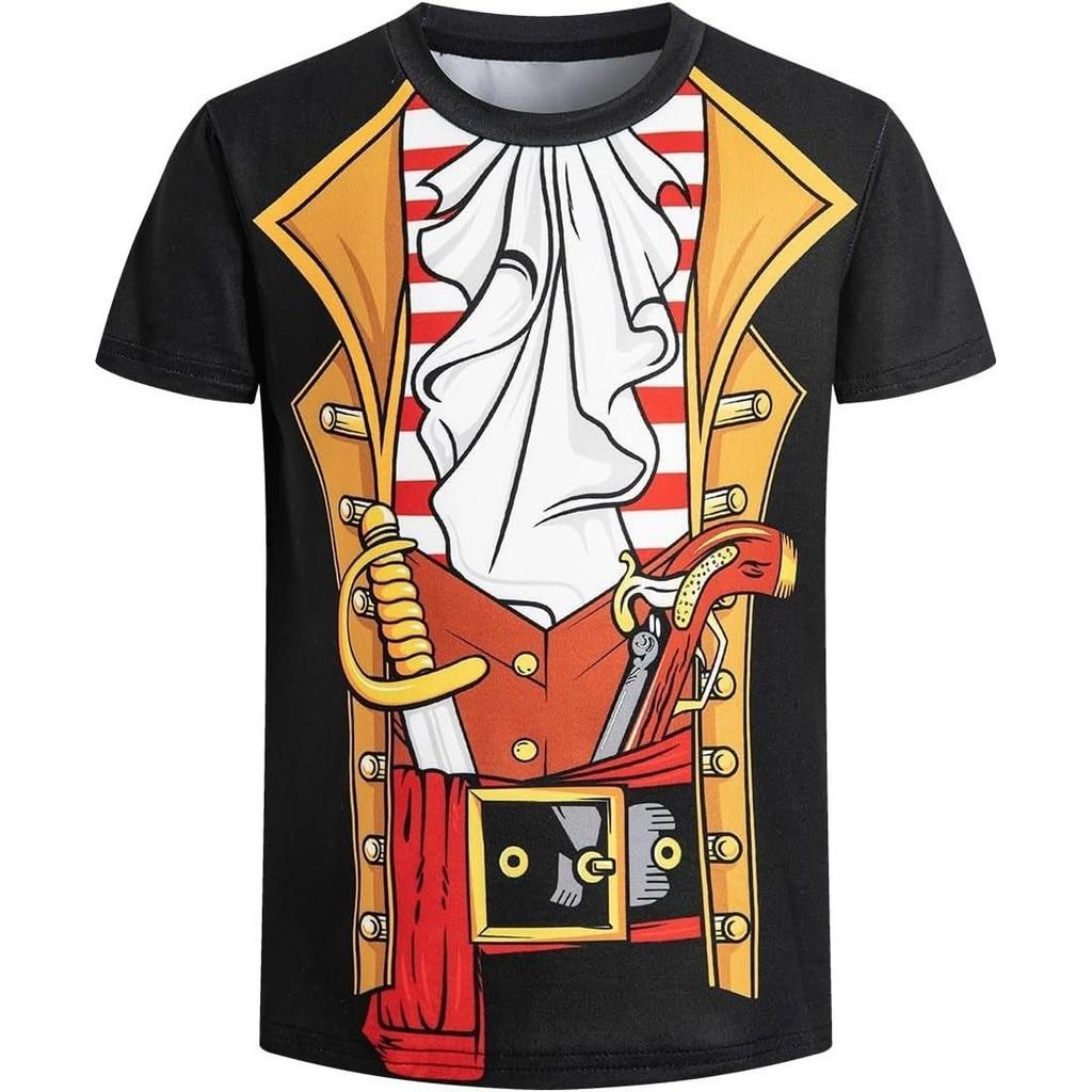 Wacky Spoof Pirate Digital Print T Shirt With Breathable Polyester For Youth Summer Casual Wear