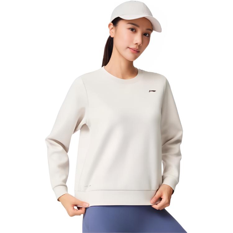 Li Ning Fitness Series Warm Round Neck Logo Sports Sweatshirt Women sweatshirt AWDW074-4