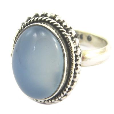 Silver 'Heaven' Blue Chalcedony Ring - 18x13 Mm