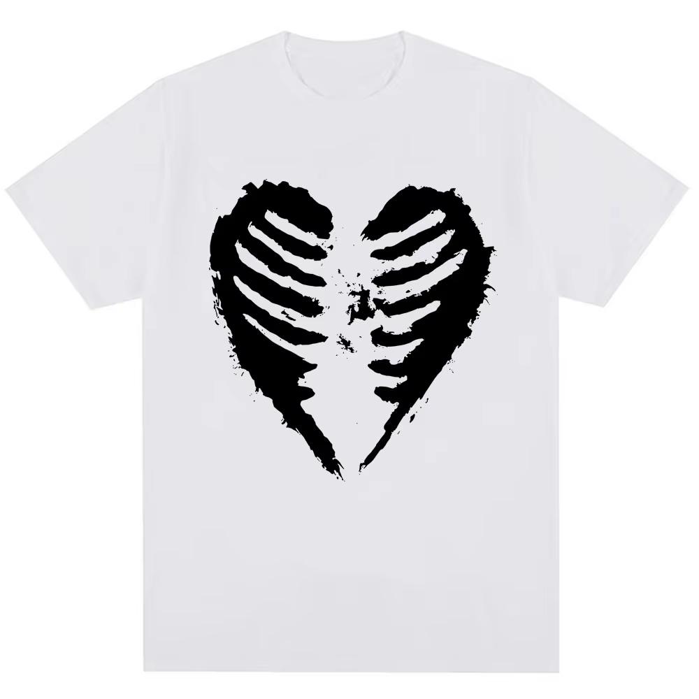 90s Vintage Style Ribcage Heart T-shirts Unisex Fashion Aesthetic Punk Y2k T-shirt Oversized Cotton Oversized T-shirts  Lightweight Breathable Clothes