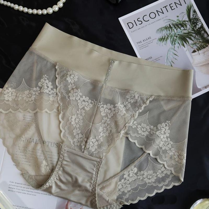 

Трусы женские сексуальные без следов, ингибирующие бактерии ледяного шелка, кружевное нижнее белье большого размера со средней талией One Size